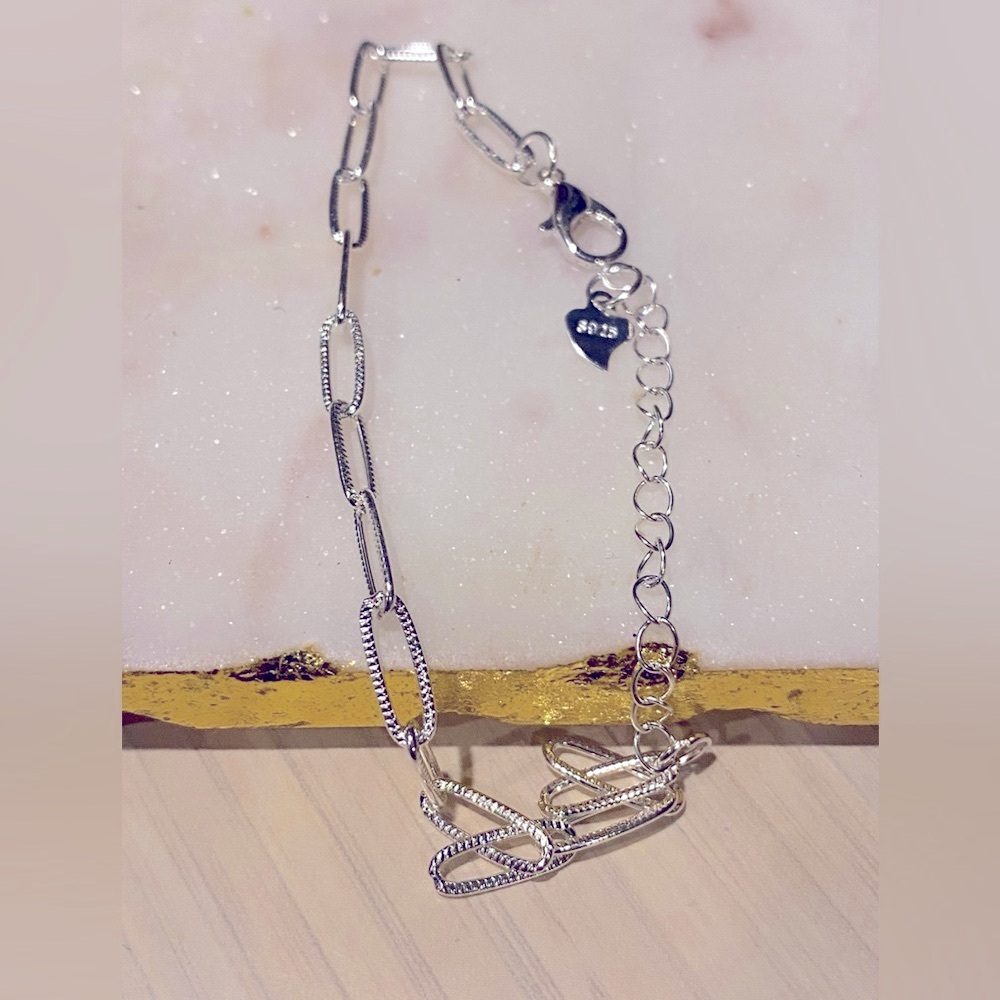 BN 925 Stamped Sterling Silver Chain Bracelet with lobster clasp closure - Picture 6 of 8